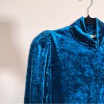 Ryegrass Teal Blue Crushed Velvet Long Sleeve Blouse Womens M Fall Preppy Shirt Size M Photo 5