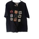 Spell Bound NWT Dead stock Women's‎ Size Large Patchwork Embroidered Shirt Black Photo 3
