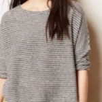 Deletta Black & White Striped Woven Half Sleeve Blouse Photo 0