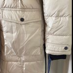 French Connection Women’s Tan Faux Fur Belted Hooded Longline Jacket Medium Photo 4