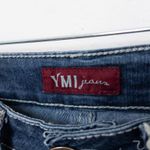 Ymi Y2K Womens Jeans Size 7 Bootcut Dark Wash Denim White Stitch Flare Pockets Photo 4