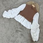 Anthropologie by  Women’s Ruffled Layered Top Sweater Longsleeve Academia Size XS Photo 3