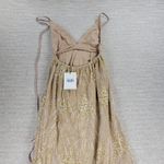 Hello Molly  Gold Sequin Halter Prom Dress Small Open Back Formal High Slit NEW Photo 4