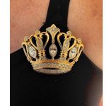 Vintage Kenneth Jay Lane KJL crown Gold w Crystals for Avon Photo 1
