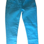 ETRO Embroidered Skinny Ankle Jean 26X28 Bright Sky Blue Italian Cotton Stretch Size 26 Photo 0