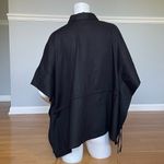 Women’s Black Linen Blend Button Down Shirt Tunic Top S Loose Fit Drawstring Waist Photo 2