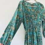 Anthropologie Boemo Green Paisley Long Sleeve Flowy Maxi Dress M Photo 2