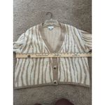 Lucy Paris  Zebra Patterned Tan & Cream Cropped Cardigan Size Medium Soft Cozy Photo 4