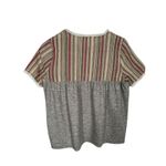 THML  mixed Media Short‎ Sleeve Top Size M Boho Casual Grey Browns Photo 1