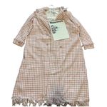Pink White Plaid Tweed Fringe Duster Coat Jacket Women's 2XL Size undefined Photo 0