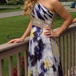 Camille La Vie Purple/yellow Watercolor Formal Dress Photo 0