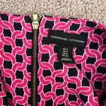 Adrienne Vittadini  Sleeveless Shift Mini Dress Pink Black Chain Link Print Sz 2 Photo 4