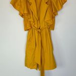 Johanna Ortiz Tulip Evolution Ruffle Shoulder Stretch Poplin Wrap Jacket Dress 8 Yellow Photo 0