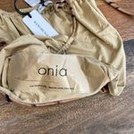 We Wore What NWT Onia x Ruched String Bottom Tiger Print Tan Animal Bikini Large Photo 8