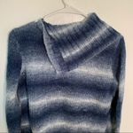Jones New York Sweater Foldover Neckline Blue Stripe Photo 8