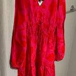 Kate Spade  x Target Pink and Red Floral Linen blend V-Neck Dress Photo 0