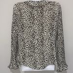 Preston & York  Ruffle Leopard Print Blouse Brown Cream Print Sz 10 Photo 1