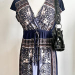 En Focus Floral‎ Babydoll Dress, Cottagecore Romantic Vintage Brunch Sz 10 Blue Photo 0