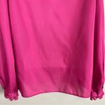 Vintage High Neck Blouse Pink Ruffle Long Sleeve Button Photo 4