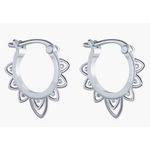 Boutique NEW Boho 925‎ Sterling Silver Lotus Flower Hoop Earrings Photo 1