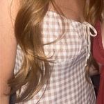 Moa Moa Boutique Plaid Mini Sundress Tan & Cream Size Medium Photo 7