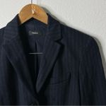 Theory Classic Shrunken Pale Stripe Knit Blazer Jacket Navy Blue Womens Size 0 Photo 4