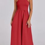 NEW Midi Knit High Neck Tank Top Racerback Pockets Dress XL Red Photo 4