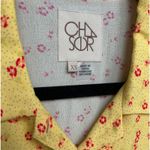 Chaser Kinney Button-Down Bright Yellow Floral Print Crop Top Size XS Photo 5