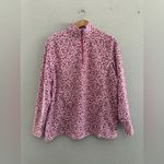 Lands' End  1/4 Zip Fleece Pullover Jacket Sweater Size 18 EUC Pink Leopard Print Photo 2