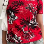 Hawaiian Print Sheer Shirt Red Size M Photo 4
