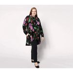 Women With Control Women's Black Long Sleeve Hi Low Hem Floral Shirt Size LP Photo 1