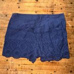 Loft navy blue eyelet flat front size 8 minimalist 4” shorts Photo 2