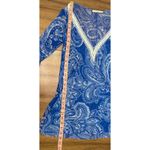 Weston Wear Sheer Blue‎ Paisley Bead Trim Deep V Photo 5