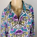 Talbots  Roll-up Long Sleeve Cotton FLORAL/POLKA DOT Blouse Sz S Multicolored‎ Photo 1