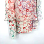 Maeve  size Medium silk floral layered tank top sleeveless blouse cream red green Photo 2