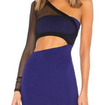 H:ours Revolve  Avalon Dress Mesh One‎ Shoulder Waist Cut Out Black Blue Violet M Photo 0