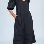 Olivia James The Label Black Georgia Midi Dress Size S Pockets Puff Sleeves Photo 0