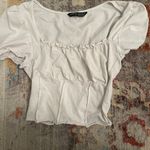 SheIn White Crop Going Out Top Tee Shirt Photo 0