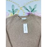 Pink Rose Tan Cozy Knit Sweater Long Sleeve Crew Neck Relaxed Fit Women's Small Photo 3
