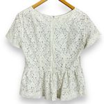 French Connection Lace Top Off-White Peplum Waist Short Sleeves Size 4 Coquette Photo 1