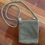 The Sak NEW Crochet Crossbody Purse Bag Tan Brown 8x7 Zipper Nylon Photo 0