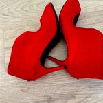 Impo Vibrant Red art deco Suede 3 inch Heels y2k statement size 10 Photo 2