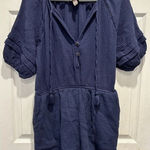 Knox Rose Navy Double Cotton Gauze Short Sleeve V-Neck Tassel Romper Size Large Photo 0