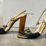 Balenciaga women’s gently used black and gold strappy sandals Photo 4