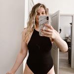 SheIn Black High Neck Halter Criss Cross Low Back Bodysuit Closet Staple Size M Photo 2