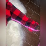 PINK - Victoria's Secret Victoria's Secret Pink Bling Plaid Fleece Hooded Robe Red/Black/Silver Sz XS/SM Photo 9