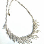 Christina Collection Rhinestone Spray Statement Necklace Silver Photo 0