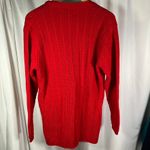 Cabin creek Vintage Red Knit Cardigan Sweater Womens Large Longline Ramie Cotton Photo 10
