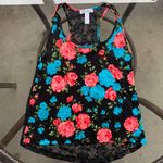 Ambiance Apparel Floral Roses Lace Back Top in Black - Small, Racerback Photo 2