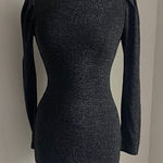 Know One Cares Metallic Bodycon Dress Womens Sz Medium Black Silver Long Sleeve Photo 0